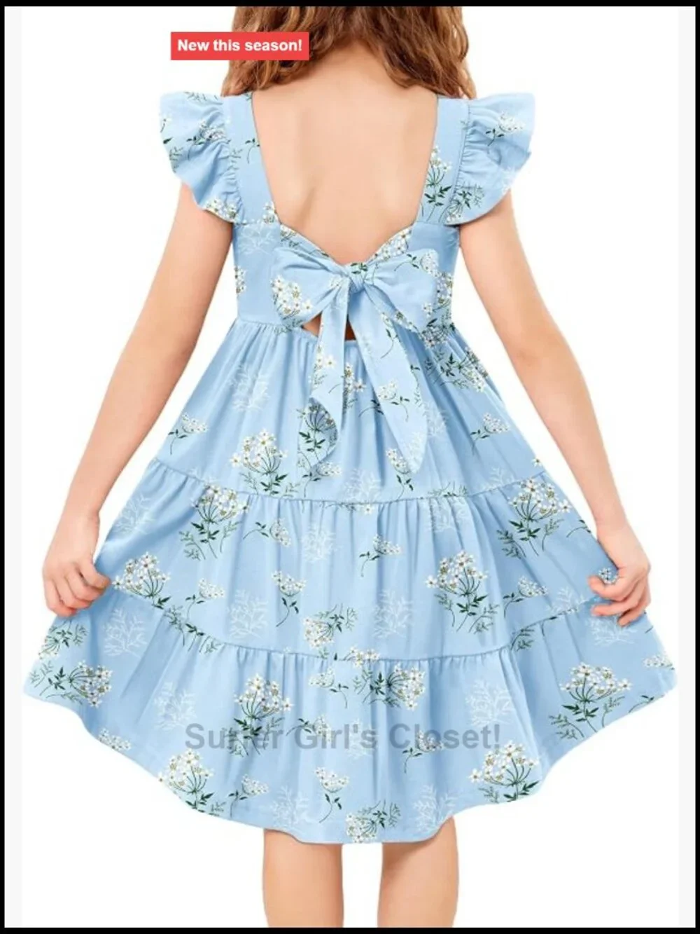 Toddler Girls Cotton Blend Backless High Low Sundress with Pockets